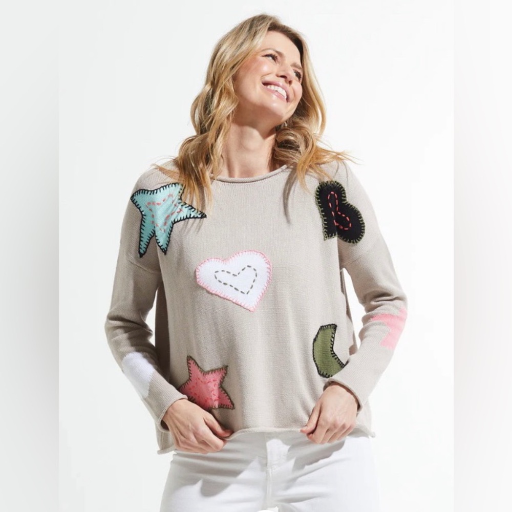 Zaket &‎ Plover Small The Moon Jumper Quirky Sweater 100% Cotton In Putty - Picture 2 of 14